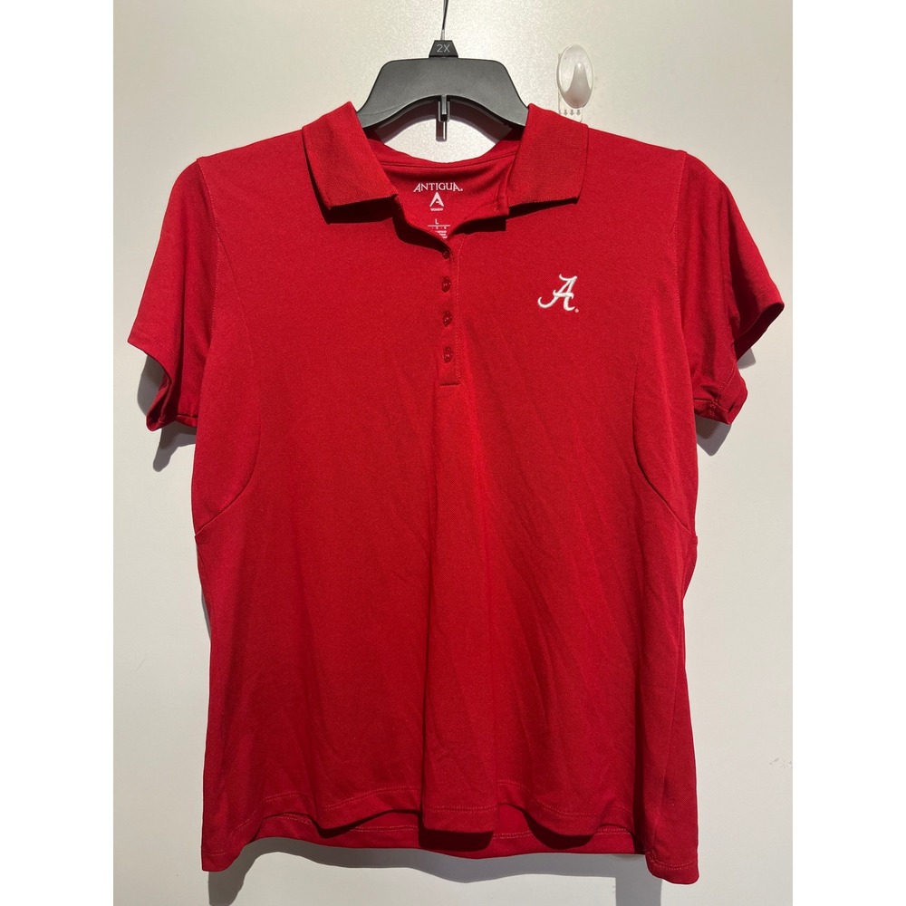Antigua Alabama Crimson Tide Womens Polo Shirt Red Large Embroidered Logo NCAA